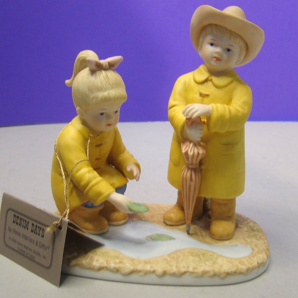Home Interiors Denim Days Puddle Jumpers Figurine 1999 #88013-99